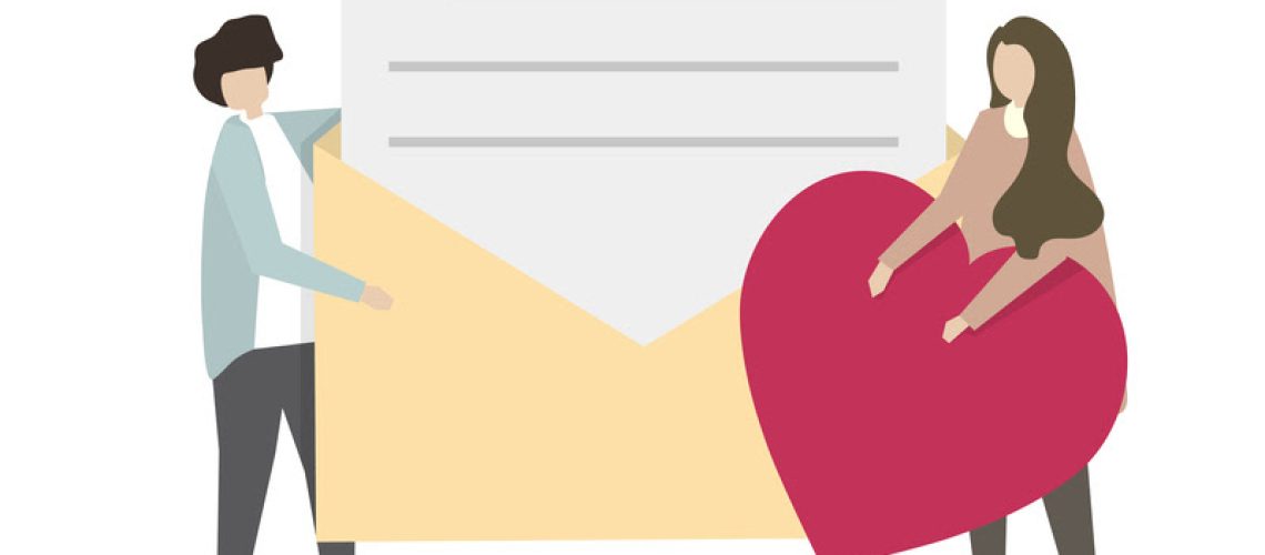 Illustration of a man giving a love letter